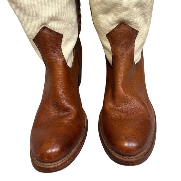 Frye Brown and Cream Heeled Boots - Picture 7 of 15